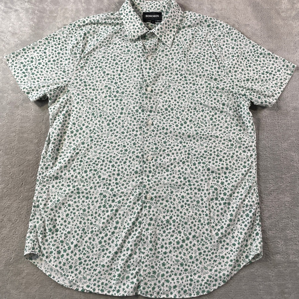 Bonobos Shirt Mens Large Standard Fit St Patricks Shamrock Light‎ Short Sleeve